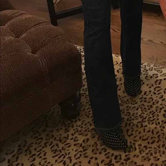 💄RAYE Tori Booties Black studded boots. size 38 7.5 Crystal Diamond Studs Suede - Picture 13 of 16